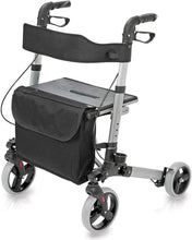 Load image into Gallery viewer, Lightweight Adjustable Rollator Walker with Backrest &amp; Storage - Optimal Comfort