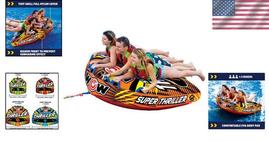 Durable Inflatable Thrill Tube for Boats - Quick Connect 3-Person Capacity