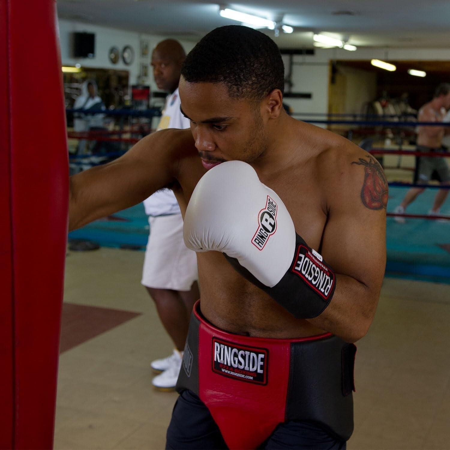 Adjustable Black Boxing Groin Protector - Lightweight With Hook and Loop Closure