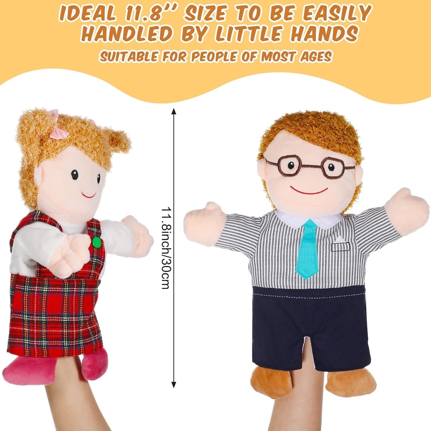 11.8" Family Member Puppet Set - 6 Pieces for Classroom and Home Theater Fun