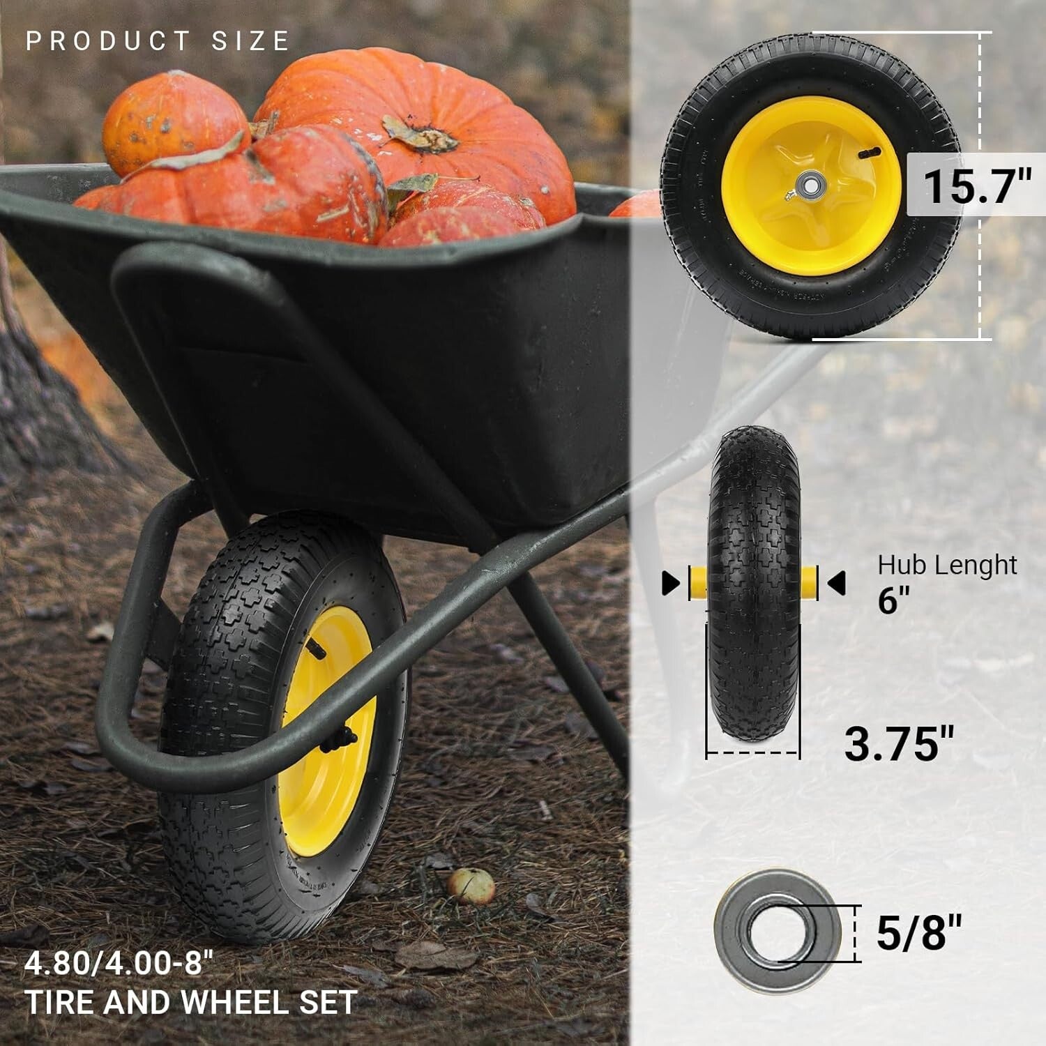 Pneumatic 4.80/4.00-8 Tire and Wheel Assembly for Easy Installation on Equipment
