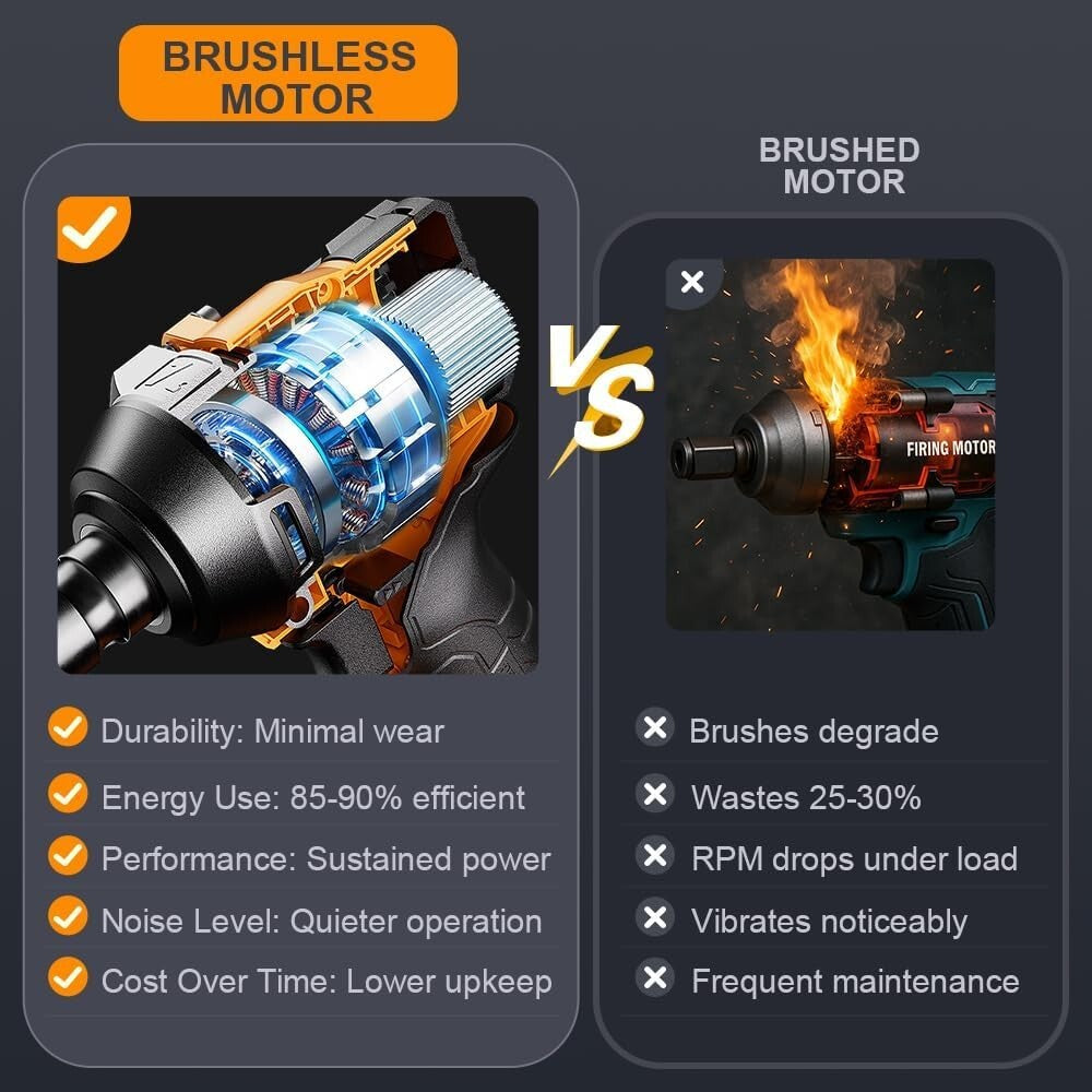 Compact 20V Brushless Impact Gun | 1000Nm Torque with Dual Batteries Included