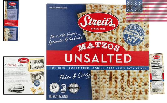 Crispy Vegan Unsalted Matzo Crackers - 132 Oz Total, Ideal for Healthy Snacking