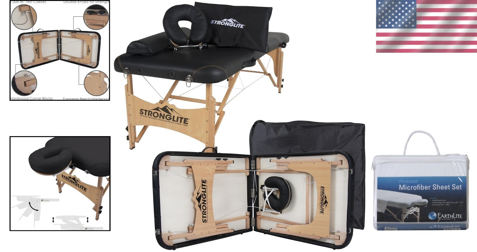 Lightweight All-In-One Massage Table Package - Includes Carrying Case & Bolster