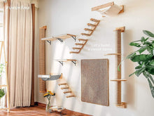Load image into Gallery viewer, Stylish 36.6 Inch Cat Furniture: Wall-Mounted Tree with Scratchers &amp; Hammock