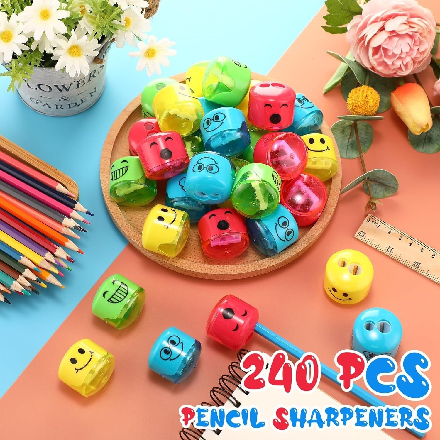 Compact Handheld Pencil Sharpener Set - 240 Cartoon Sharpeners for Classroom Fun