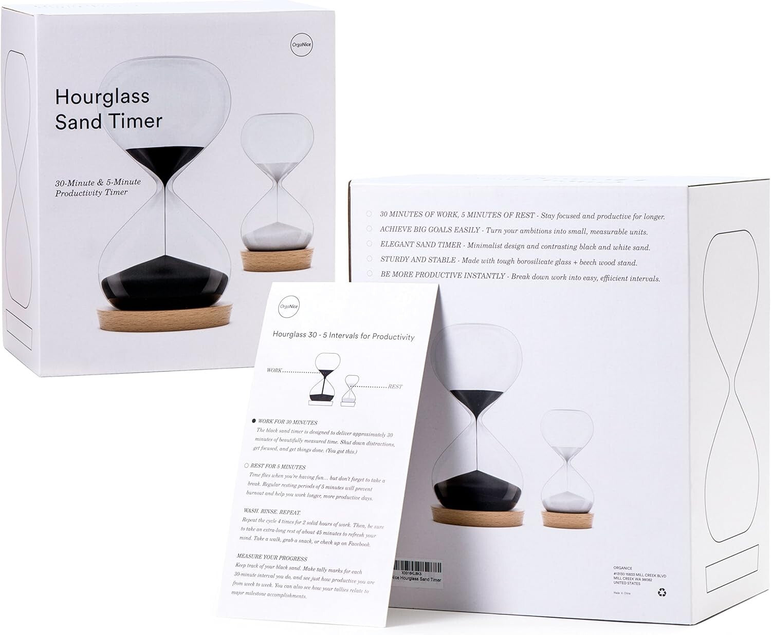 Elegant 30-Minute & 5-Minute Hourglass Sand Timer Set for Enhanced Productivity