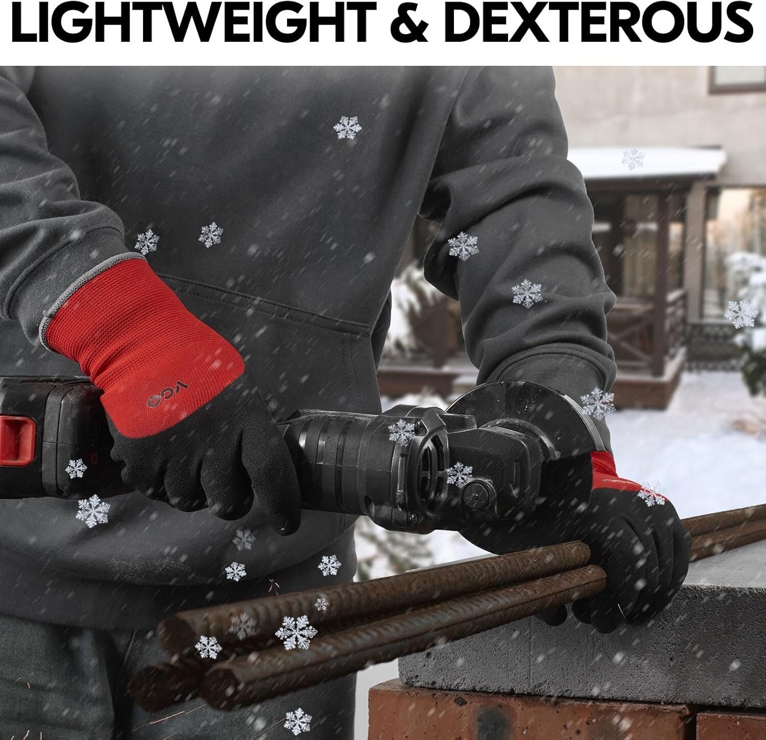 5 Pairs Double Lined Winter Work Gloves with Durable Grip for Cold Conditions