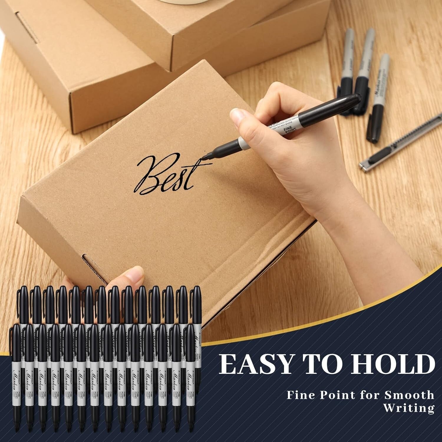 Durable 500-Pack Black Permanent Markers - Ideal for Classroom and Office Use