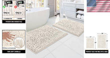 Load image into Gallery viewer, Luxury Chenille Bath Mats Set - Non-Slip Extra Soft &amp; Absorbent Ivory Rugs