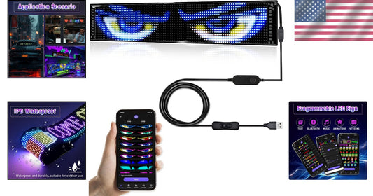 Vibrant Programmable LED Sign for Cars - DIY Text & Flexible Design, 14.7FT USB
