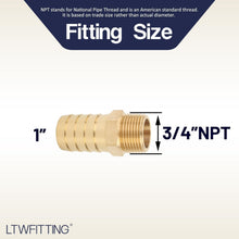 Load image into Gallery viewer, Pack of 5 Brass Barb Fittings 1" Hose x 3/4" NPT - Strong &amp; Reliable