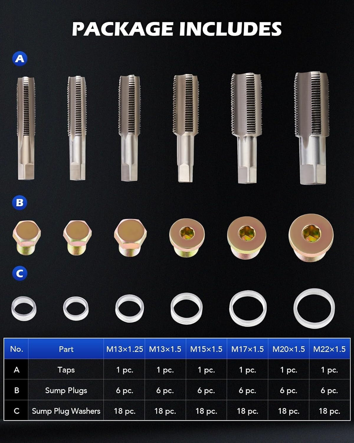Durable Oil Pan Thread Repair Kit - 150pcs with Zinc-Coated Drain Plugs