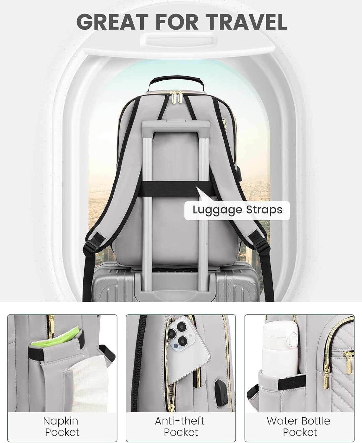 Durable Travel Backpack for Women - 17-Inch Laptop Compartment & Comfy Straps