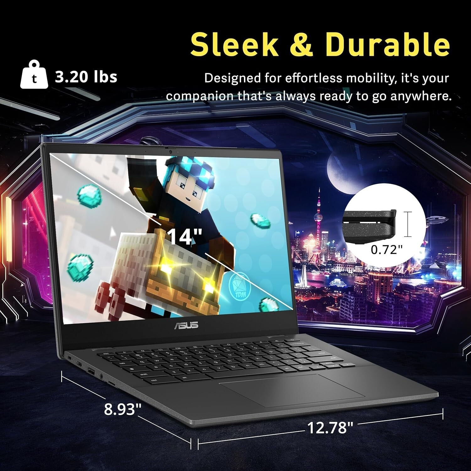 All-in-One Asus CM1402 14" FHD Chromebook - Spill Resistant with Docking Station