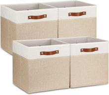Load image into Gallery viewer, Stylish 13 Inch Cube Storage Bins with Soft Lining and Durable Leather Handles
