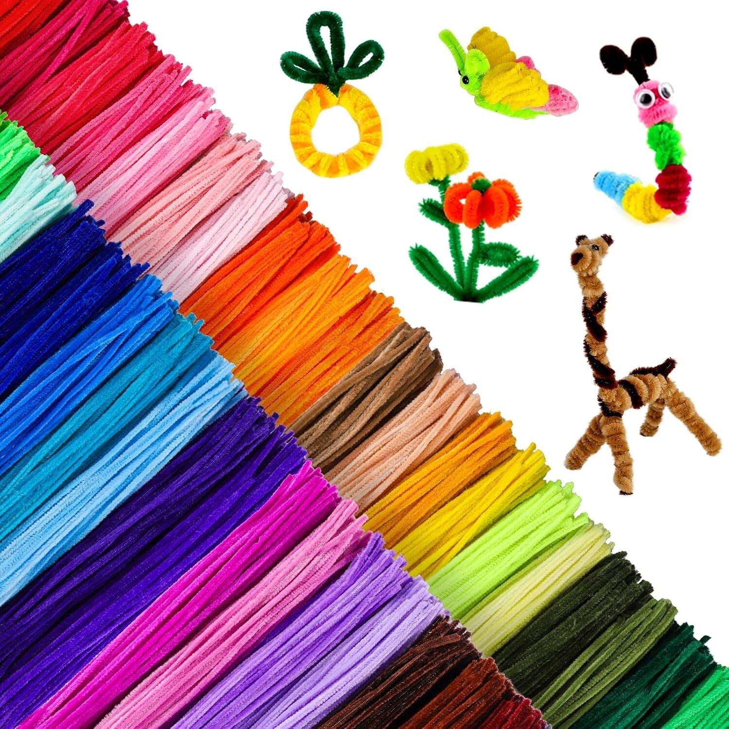 Large 3000-Piece Chenille Stems & Wiggle Eyes Set for Craft Classes & Home Fun