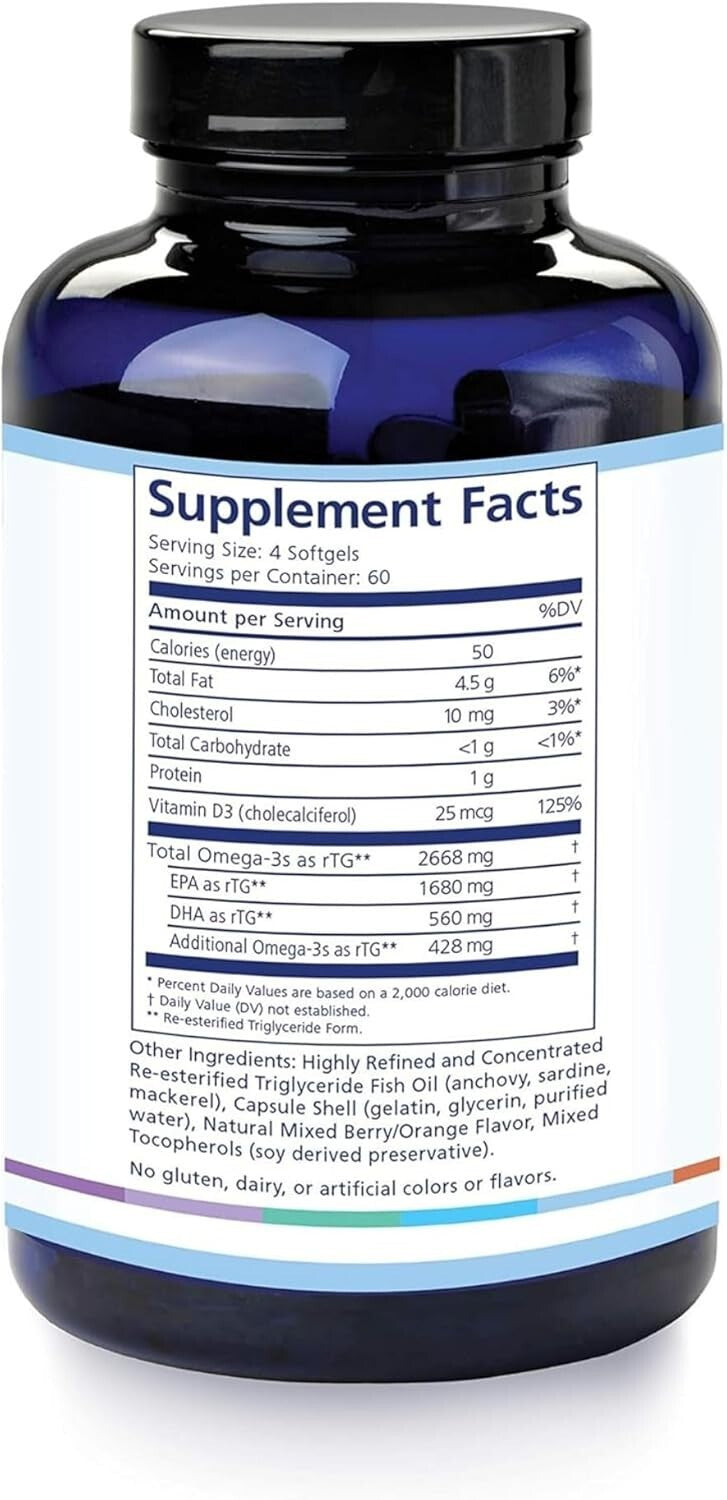 Doctor Recommended PRN DE Omega 3 Softgels - Superior Absorption & No Fish Burps