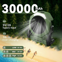 Load image into Gallery viewer, Durable Portable Misting Fan with Three Speeds &amp; LED Light - Ideal for Outdoors