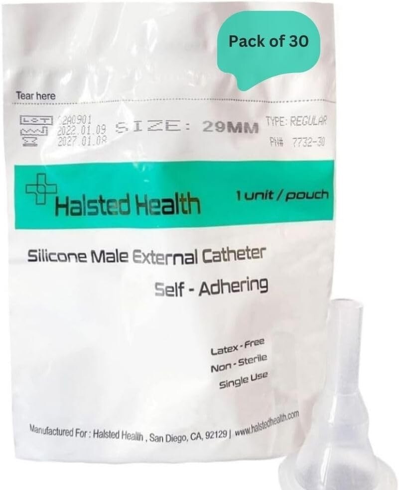 Kink-Resistant Silicone Male Catheter, Self-Adhesive for Optimal Comfort - 29mm