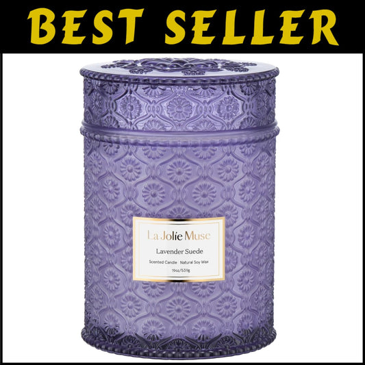 19oz Lavender Suede Candle with Sustainable Ingredients - 90 Hours of Comfort
