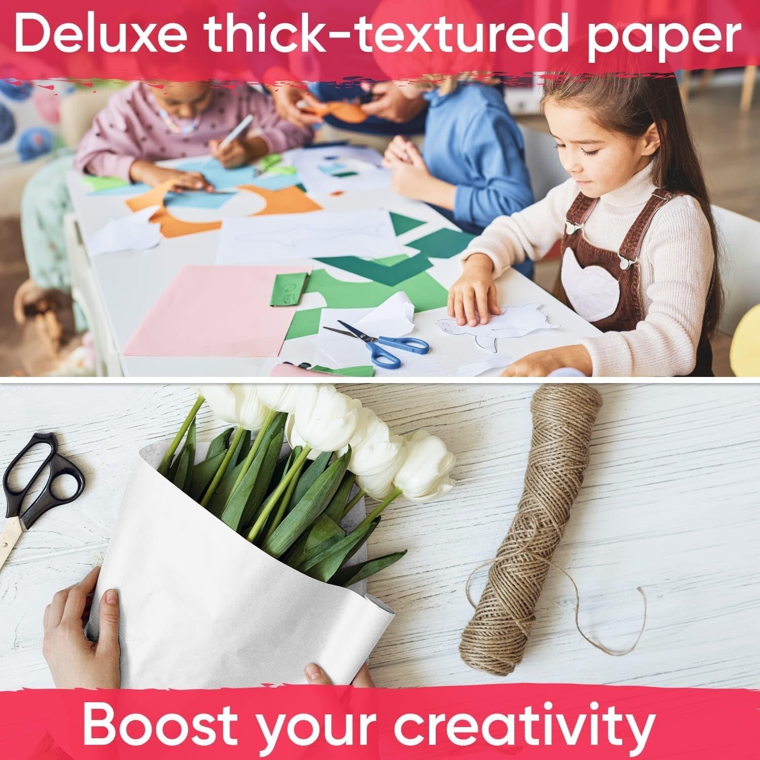 36" x 1200" White Kraft Paper Roll - Non-Toxic & Durable for Creative Projects