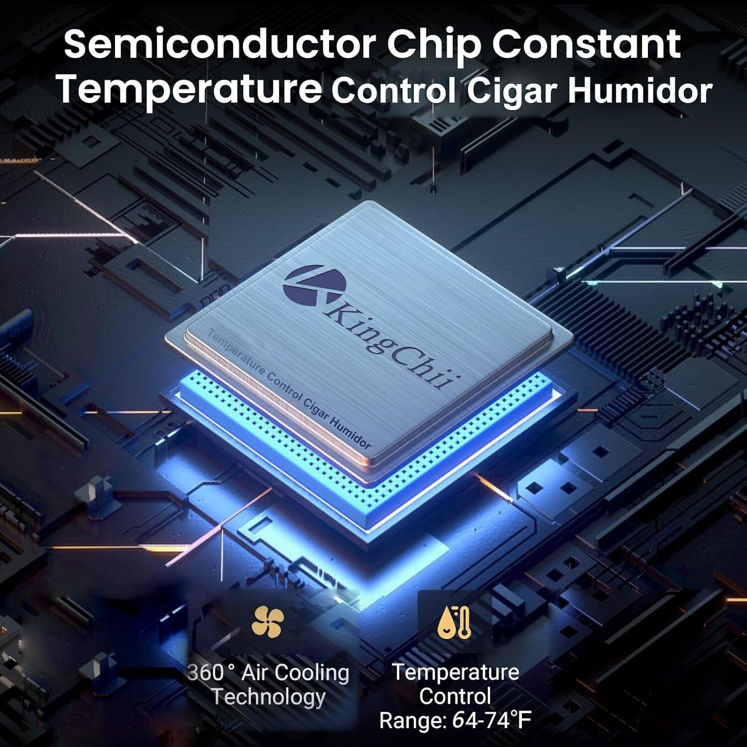 3-Layer Spanish Cedar Cigar Cabinet with Touch Control and 360° Air Circulation