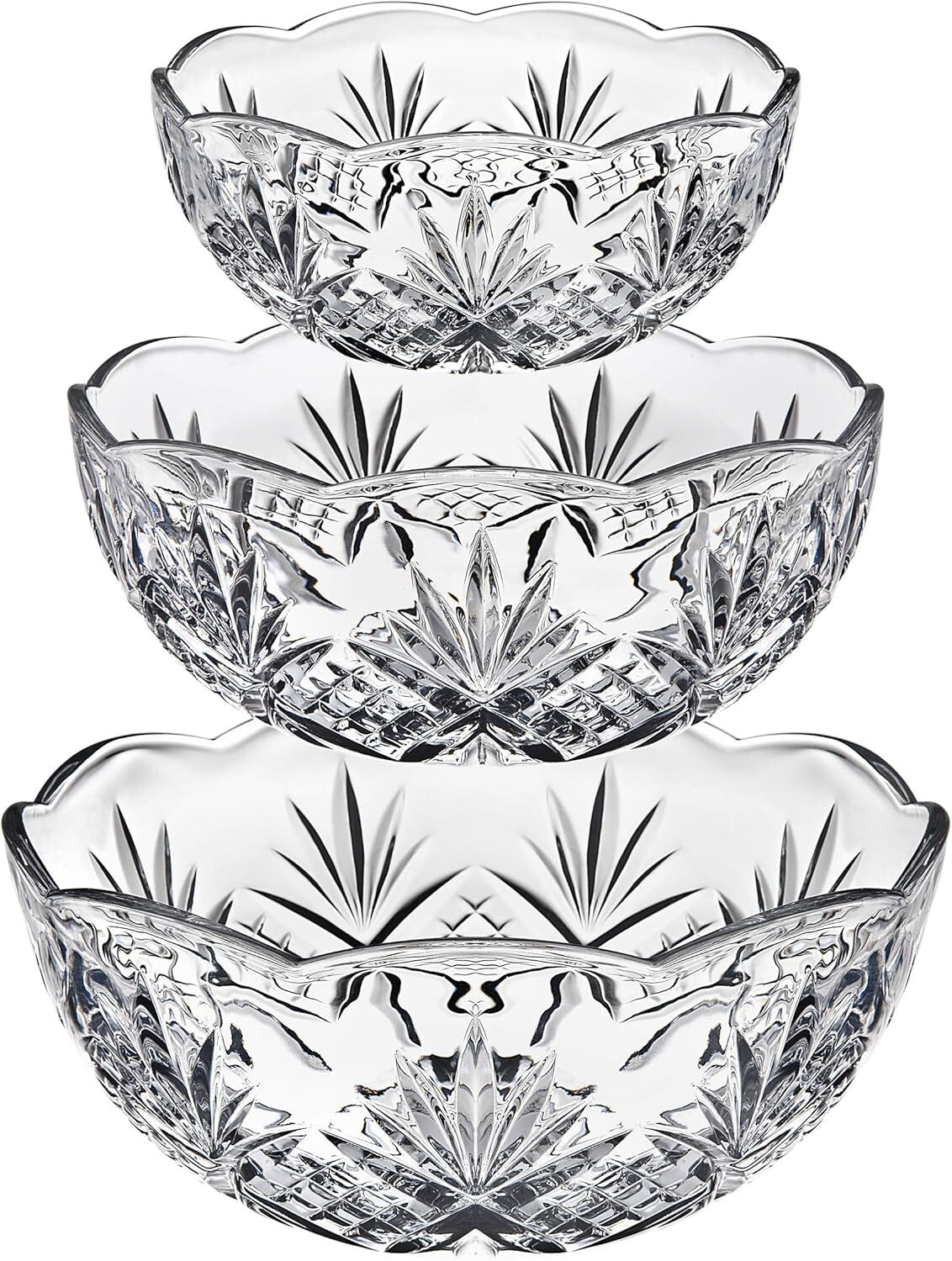 Geometric Pattern Crystal Bowls - Ideal for Elegant Dining & Special Occasions
