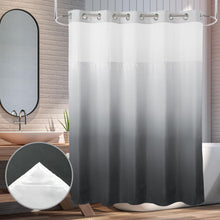 Load image into Gallery viewer, 71x74” Heavyweight Gradient Grey Shower Curtain with Liner - Machine Washable