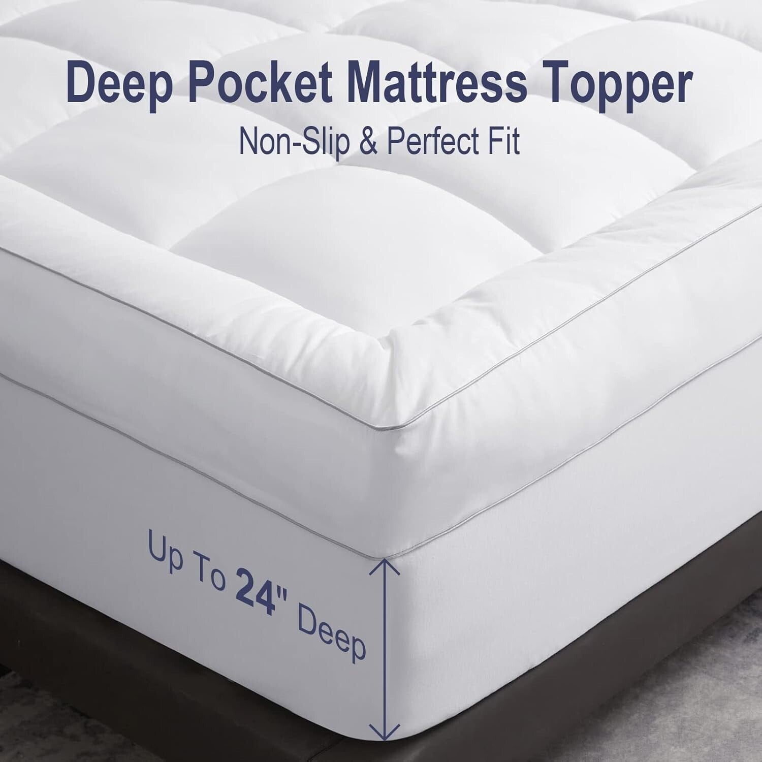 Extra Thick Queen Mattress Topper - 1300 GSM Down Alternative for Comfort