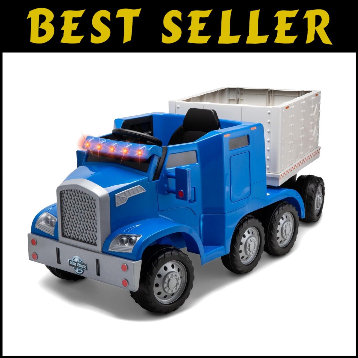 12V Kids Ride-On Semi-Truck with Detachable Trailer, Realistic Sounds & Lights