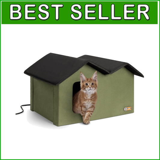 Extra-Wide Heated Outdoor Cat House with Insulated Shelter for Winter Comfort