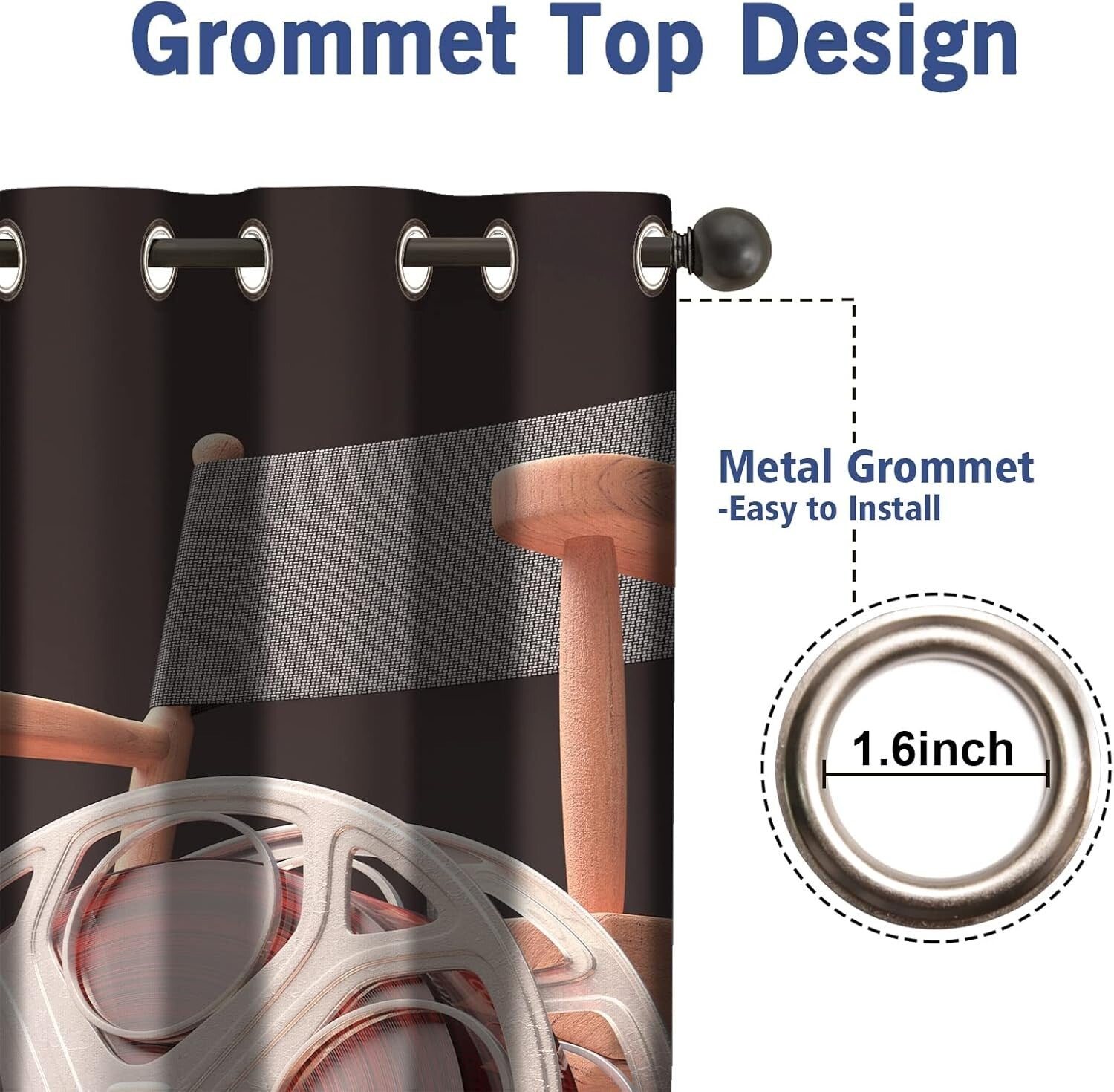 Machine Washable Blackout Drapes for Living Room - Movie Theme, 84" Length