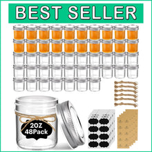 Load image into Gallery viewer, Microwave &amp; Freezer Safe 2 oz Mason Jars - 48 Pack Ideal for DIY Gift Ideas
