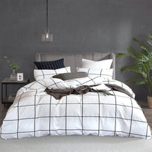 Load image into Gallery viewer, Soft Cotton White Grid Comforter Set Full with 2 Pillowcases - Winter Essential