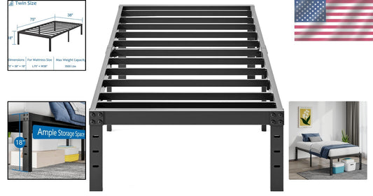 Durable 18-Inch Twin Platform Bed Frame - Supports Up To 800 lbs, Sleek Design