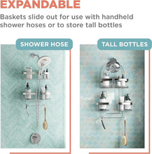 Load image into Gallery viewer, Adjustable Stainless Steel Shower Caddy with 4 Expandable Baskets for Storage