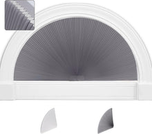 Load image into Gallery viewer, Customizable Half-Round Blackout Pleated Shades for Arch Windows - Dark Gray