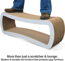 Load image into Gallery viewer, Jumbo Cat Scratcher Lounge - Stylish 39" White Cardboard Perch for Playtime