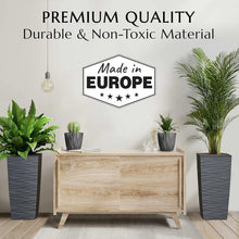 Load image into Gallery viewer, Elegant Tall Resin Planters - 27.5” Dark Grey Pots for Indoor &amp; Outdoor Use