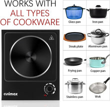 Load image into Gallery viewer, Single Burner Hot Plate with Adjustable Temperature - Ideal for Small Kitchens
