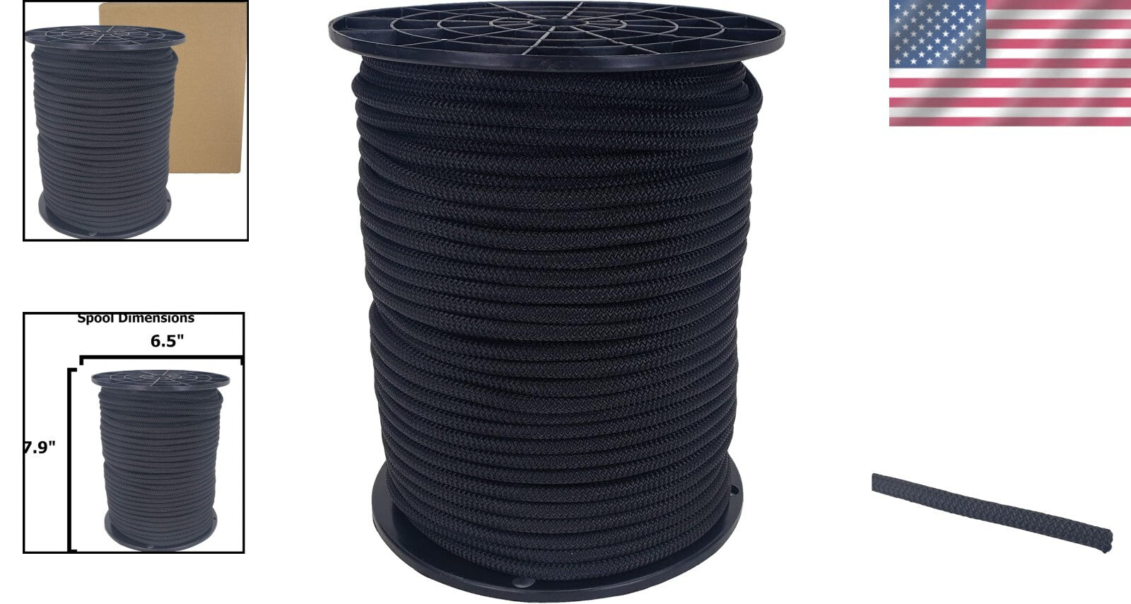 Multipurpose 250ft Black Polyester Bungee Cord - Ideal for Outdoor Adventures