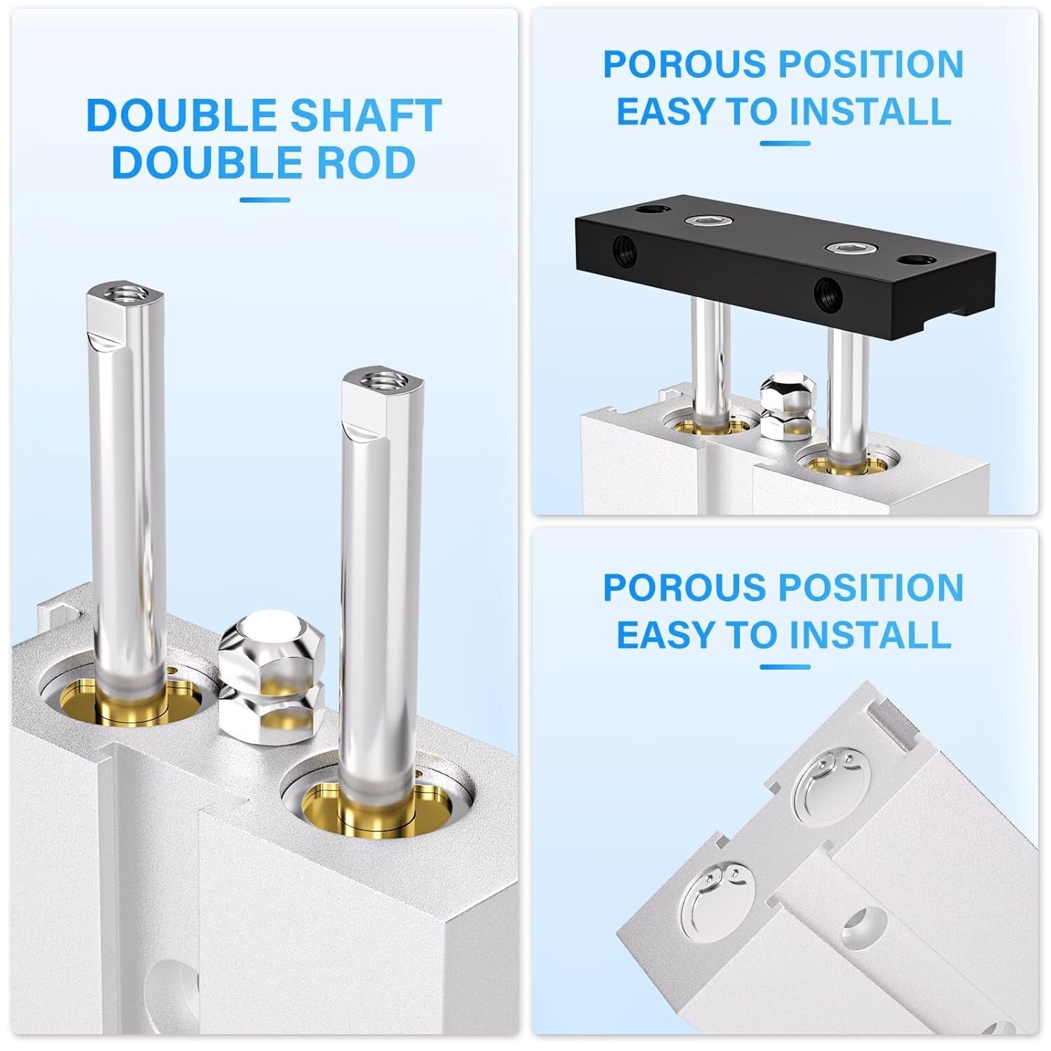 Durable Double-Acting Air Cylinder - 32mm Bore, 75mm Stroke, Easy Installation
