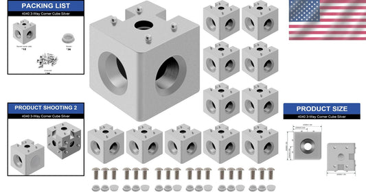 12-Pack 4040 Aluminum Corner Cube T-Slot Kit - Perfect for CNC and DIY Projects
