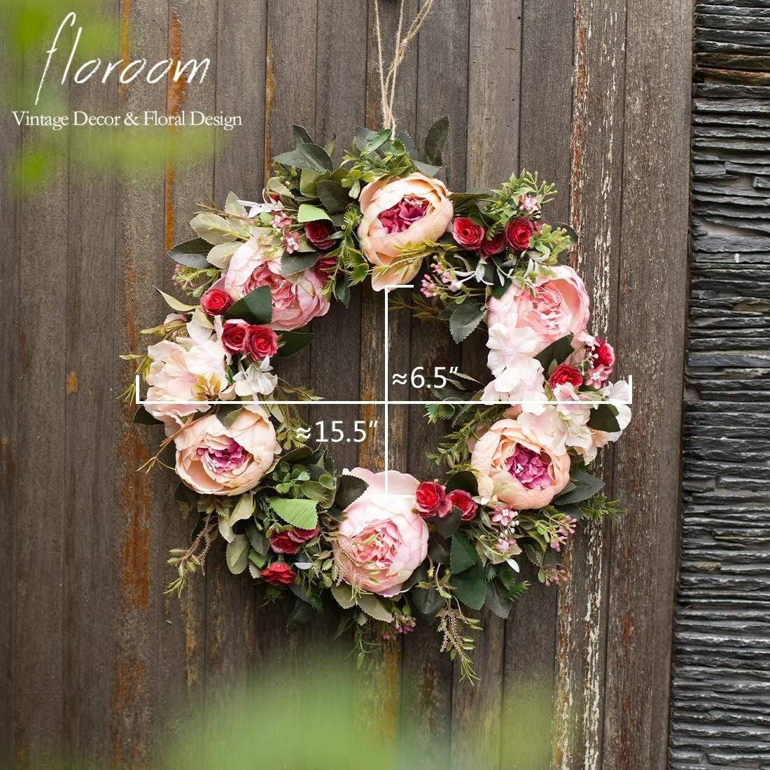 Durable 15.5''-16'' Flower Wreath - Elegant Spring and Summer Door Accessory