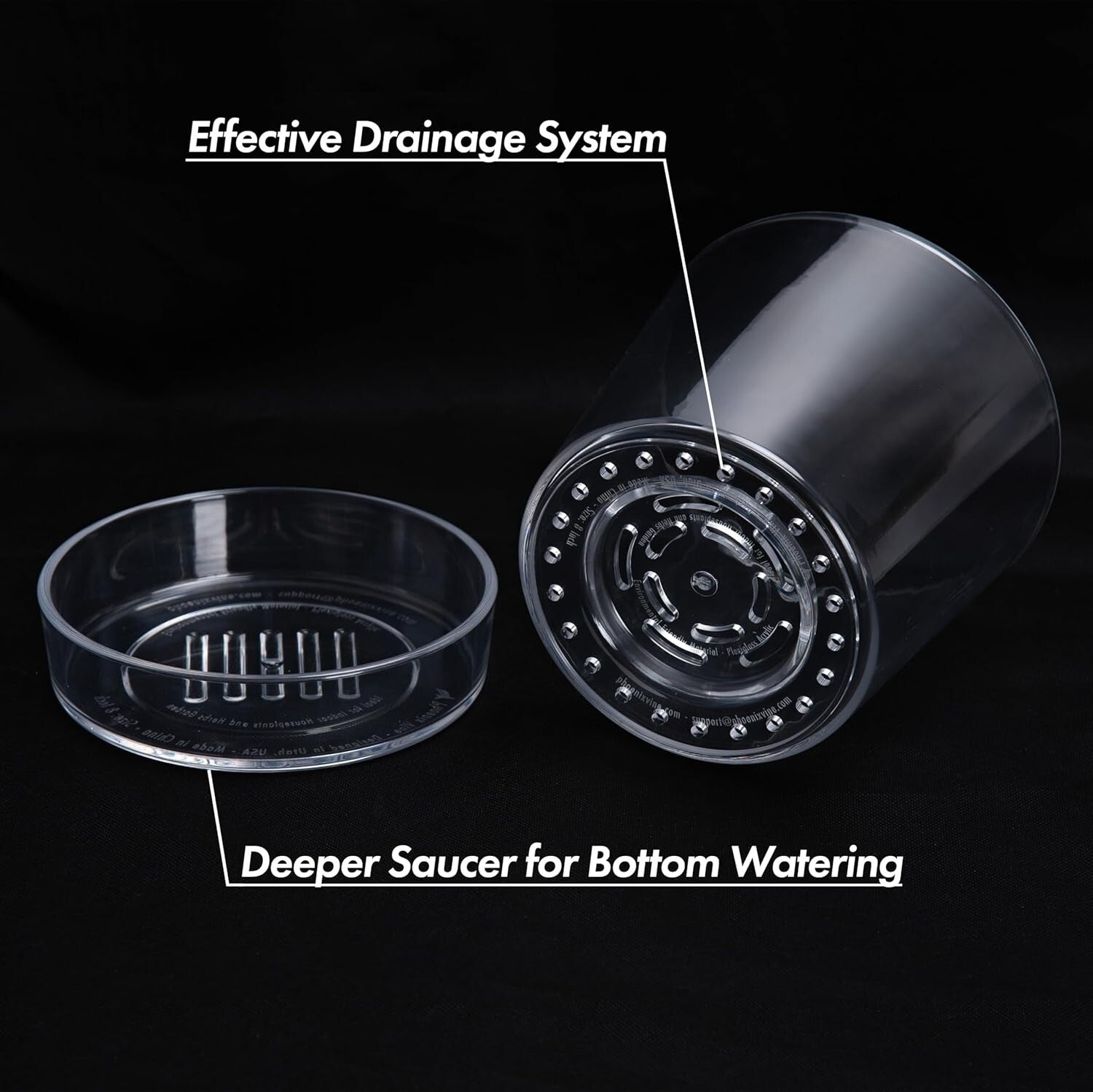 Transparent 8-Inch Acrylic Planter Pot with Drainage for Healthy Plant Growth