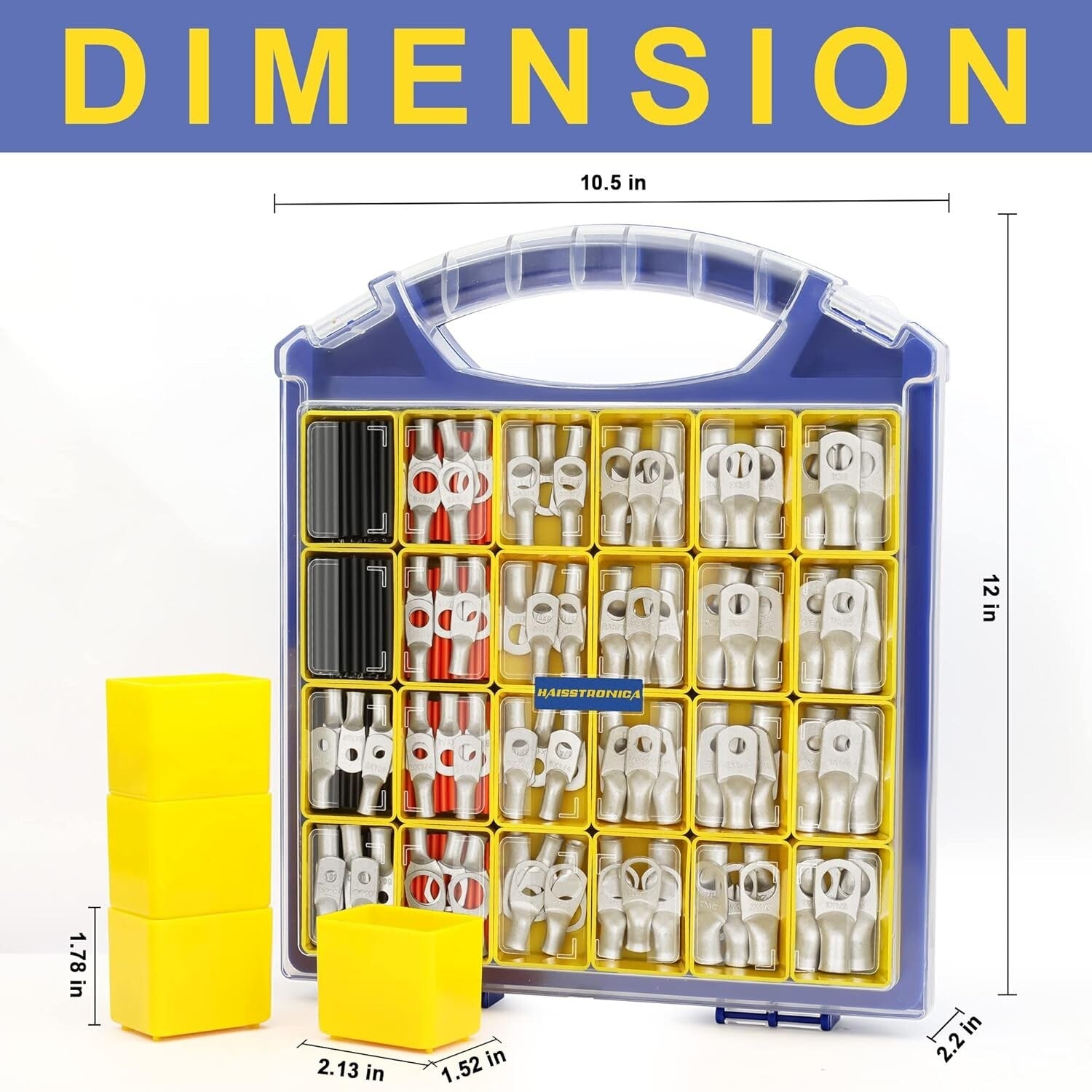 Portable 220PCS Tinned Copper Lug Kit with Heat Shrink Tubes - Pro Grade Quality