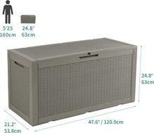 Load image into Gallery viewer, Versatile 100-Gallon Taupe Deck Box for Patio, Pools, and Garden Accessories