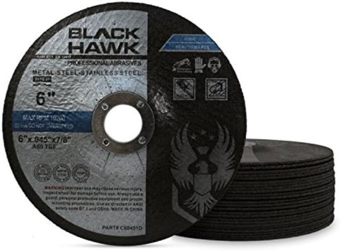 Coarse Grit Depressed Center 6” Cut Off Wheels - 25 Discs for Angle Grinders