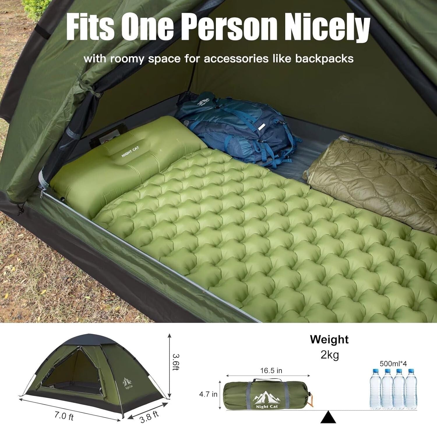 Compact 1-Person Camping Tent with Heavy Rainproof Design - Perfect for Scouts